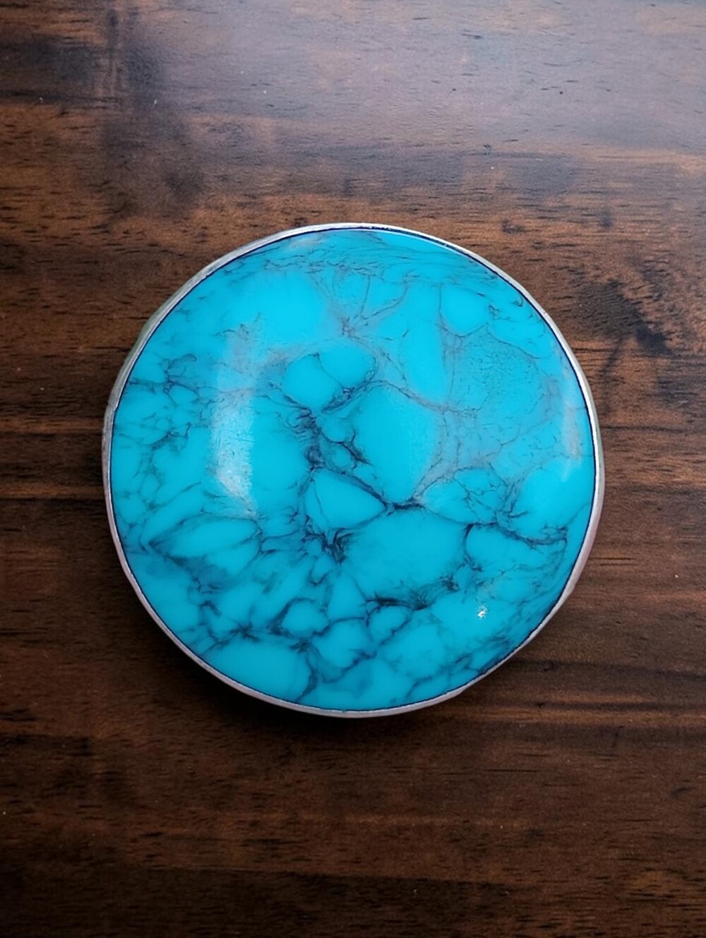 Vintage Sterling Silver Taxco Turquoise Pendant/Rooch